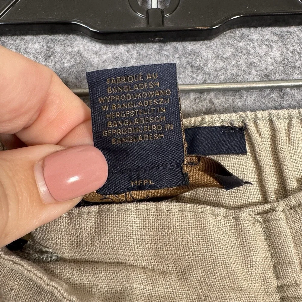 Rachel Roy Linen Cargo Pants Womens Large Moss Green Boho Lagenlook Minimalist